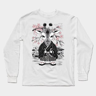 Despondent Giraffe Japanese Art Print Long Sleeve T-Shirt